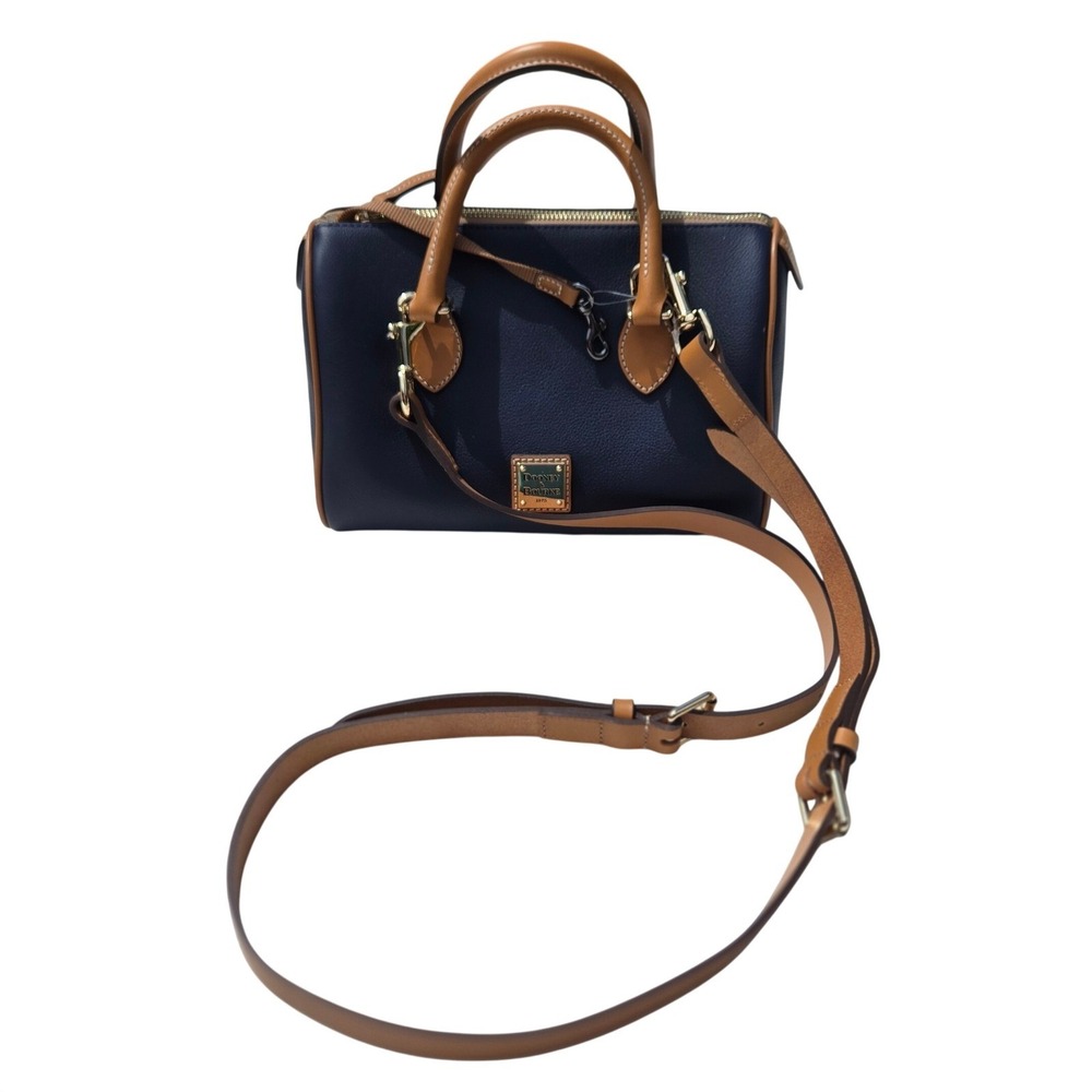 Dooney & Bourke Barrel Satchel 25 Small Marine Blue New Pebbled Leather Bag - Picture 2 of 9